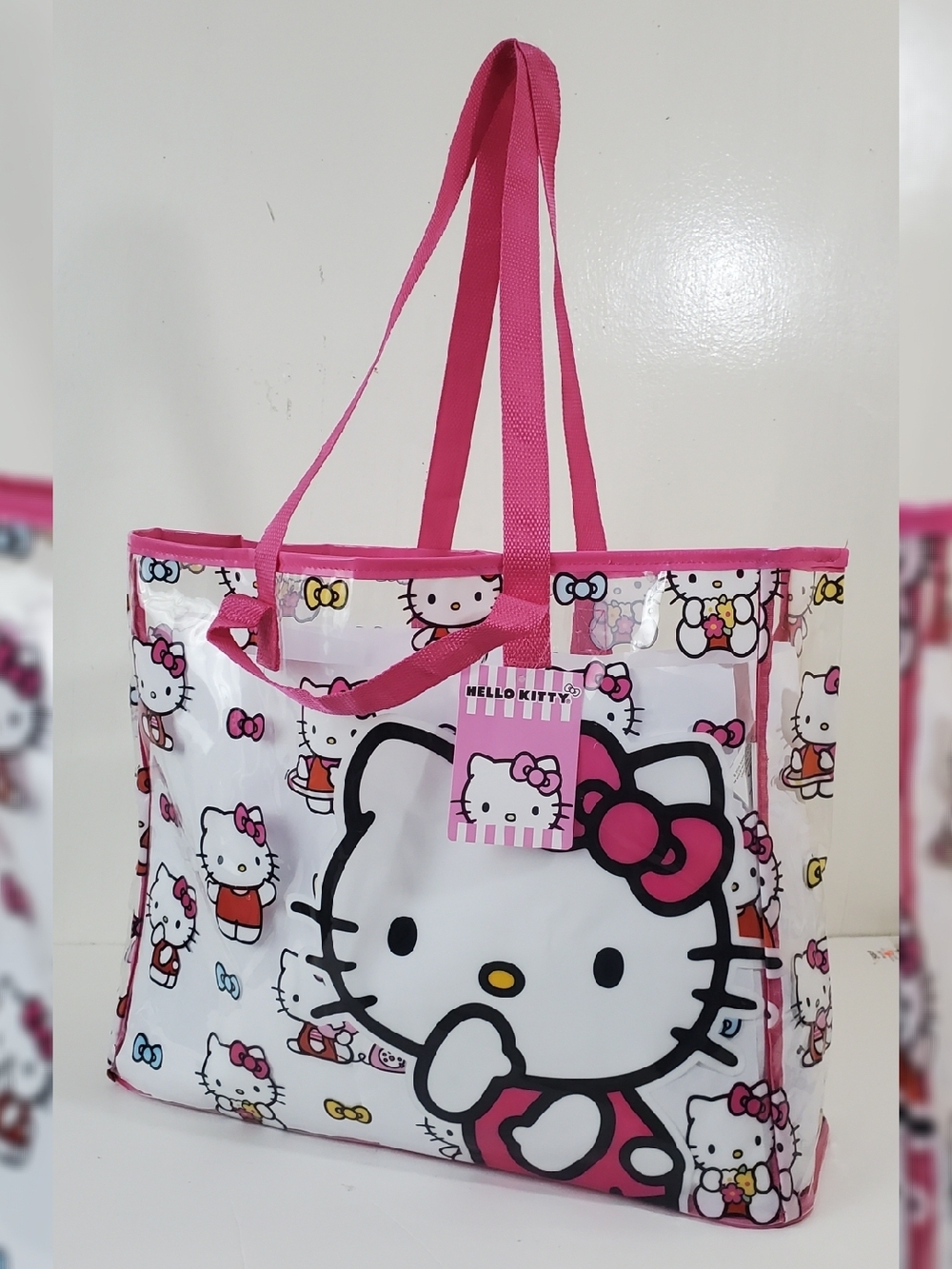 Hello Kitty Pink & White Clear Tote Bag with All-Over Print